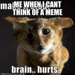 welp i hate this | ME WHEN I CANT THINK OF A MEME | image tagged in make it stop brain hurts | made w/ Imgflip meme maker