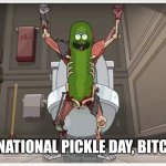 Pickle Rick | IT'S NATIONAL PICKLE DAY, BITCHES! | image tagged in pickle rick | made w/ Imgflip meme maker