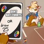 Don't hate furrys | DONT HATE FURRYS | image tagged in furry draw 25 | made w/ Imgflip meme maker