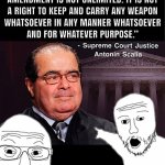 Antonin Scalia gun control advocate meme