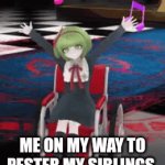 Monaca and me are the same | ME ON MY WAY TO PESTER MY SIBLINGS | image tagged in gifs,danganronpa,siblings,pests,annoying,oh wow are you actually reading these tags | made w/ Imgflip video-to-gif maker