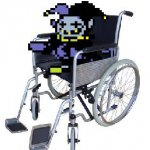 Jevil in a wheelchair meme