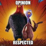 Free birds | OPINION; RESPECTED | image tagged in free birds | made w/ Imgflip meme maker