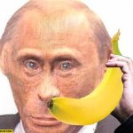 monke putin with banan phone