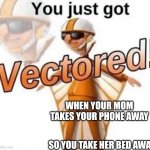 You just got vectored | WHEN YOUR MOM TAKES YOUR PHONE AWAY SO YOU TAKE HER BED AWAY | image tagged in you just got vectored | made w/ Imgflip meme maker