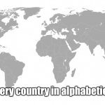 Name every country | Name every country in alphabetical order | image tagged in transparent world,world map,world,the world,memes | made w/ Imgflip meme maker