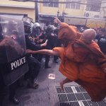 Monk Kicking Police