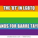 barre taylor | THE 'BT' IN LGBTQ STANDS FOR BARRE TAYLOR | image tagged in lgbtqp | made w/ Imgflip meme maker