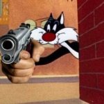 Sylvester the cat with a gun template