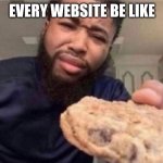 Want a cookie? | EVERY WEBSITE BE LIKE | image tagged in cookie guy | made w/ Imgflip meme maker