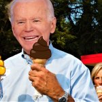 Biden eating 2 poop cream cones
