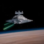 Star Destroyer chasing and shooting.