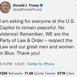 Trump's peaceful tweet