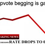 Ok it's been quite long since I didn't saw one but just for fun | "Upvote begging is gay"; UPVOTE BEGGARS | image tagged in ____ rate drops to 0,upvote beggars,imagine,memes,funny,meanwhile on imgflip | made w/ Imgflip meme maker