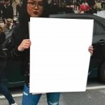 Woman Holding Sign template