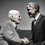 Barack Obama shakes hands with a 91-year-old JFK