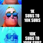 youtube subs be like | YOUR SUBSCRIBE ON YOUTUBE: 0 SUBS 1 SUB TO 10 SUBS 10 SUBS TO 100 SUBS 100 SUBS TO 1K SUBS 1K SUBS TO 10K SUBS 10K SUBS TO 100K SUBS 100K SU | image tagged in mr incredible becoming canny,funny,memes,thanksgiving,merry christmas,christmas | made w/ Imgflip meme maker