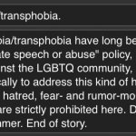 PoliticsTOO No homophobia/transphobia rule