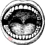 Black and white cartoon screaming mouth Transparent Background