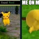 me on monday jk | ME ON MONDAY | image tagged in pikachu found weed | made w/ Imgflip meme maker