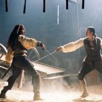 Jack sparrow and will turner sword fight