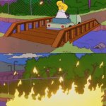 Homer burning bridge