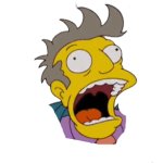 Seymour Skinner Screaming. Head. Transparent background.