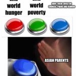 they be like | HAVE THEIR CHILD DO CHINESE, PIANO AND KUMON; ASIAN PARENTS | image tagged in 3 button decision | made w/ Imgflip meme maker