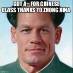Bing chilling | GOT A+ FOR CHINESE CLASS THANKS TO ZHONG XINA | image tagged in bing chilling | made w/ Imgflip meme maker