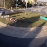 Car hitting roundabout GIF Template