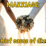 Marriage | MARRIAGE:; the chief cause of divorce. | image tagged in marriage,main cause,of divorce,fun | made w/ Imgflip meme maker