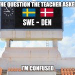 Which one is it? | THE QUESTION THE TEACHER ASKED; I'M CONFUSED | image tagged in swe-den | made w/ Imgflip meme maker