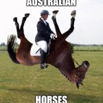 Australian horse | AUSTRALIAN; HORSES | image tagged in horse upside down | made w/ Imgflip meme maker