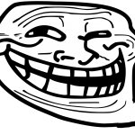 troll face with an absurdly long chind