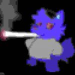 Abby smoking but pixelated