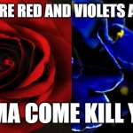 Roses are Red, Violets are Blue. | ROSES ARE RED AND VIOLETS ARE BLUE; IMMA COME KILL YOU | image tagged in roses are red violets are blue | made w/ Imgflip meme maker