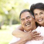 Happy elderly couple drug commercial template