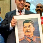 Marco rizzo with portrait of Stalin