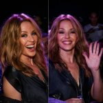 Kylie Minogue smile and wave