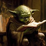 Yoda reading a book artsy
