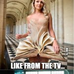 book vs tv | WHY READ MORE INSTEAD OF WATCHING TV? BECAUSE IT'S BETTER IF THE PRINCESS CRAWLS OUT OF THE BOOK; A.I. ISSU; LIKE FROM THE TV... | image tagged in book vs tv,princess,circle | made w/ Imgflip meme maker