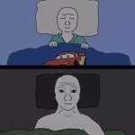 meme guy thinking in bed