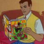 Man reading the chainsaw man manga