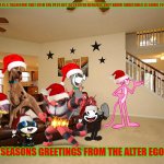 christmas is going to the pets | THE HOLIDAY SEASON IS A TRADITION THAT EVEN THE PETS GET SO EXCITED BECAUSE THEY KNOW CHRISTMAS IS GOING TO THE CATS AND DOGS; SEASONS GREETINGS FROM THE ALTER EGO | image tagged in living room ceiling fans,dogs,cats,christmas,pets | made w/ Imgflip meme maker