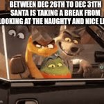 Naughty nice list | BETWEEN DEC 26TH TO DEC 31TH SANTA IS TAKING A BREAK FROM LOOKING AT THE NAUGHTY AND NICE LIST. | image tagged in gifs,santa claus | made w/ Imgflip video-to-gif maker