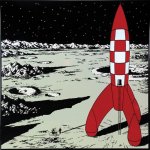 Tintin moon rocket meme