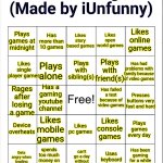 Gamer bingo by iUnfunny.co