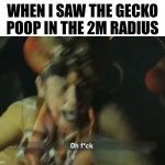 Oh f*ck termite | WHEN I SAW THE GECKO POOP IN THE 2M RADIUS | image tagged in oh f ck termite | made w/ Imgflip meme maker