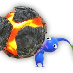 Blue Pikmin with Bomb Rock