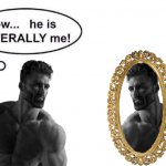 Based Giga Chad sees self in mirror